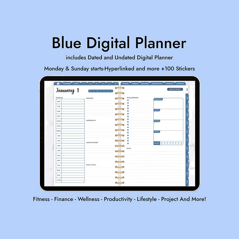 Updated Blue Weekly iPad Planner